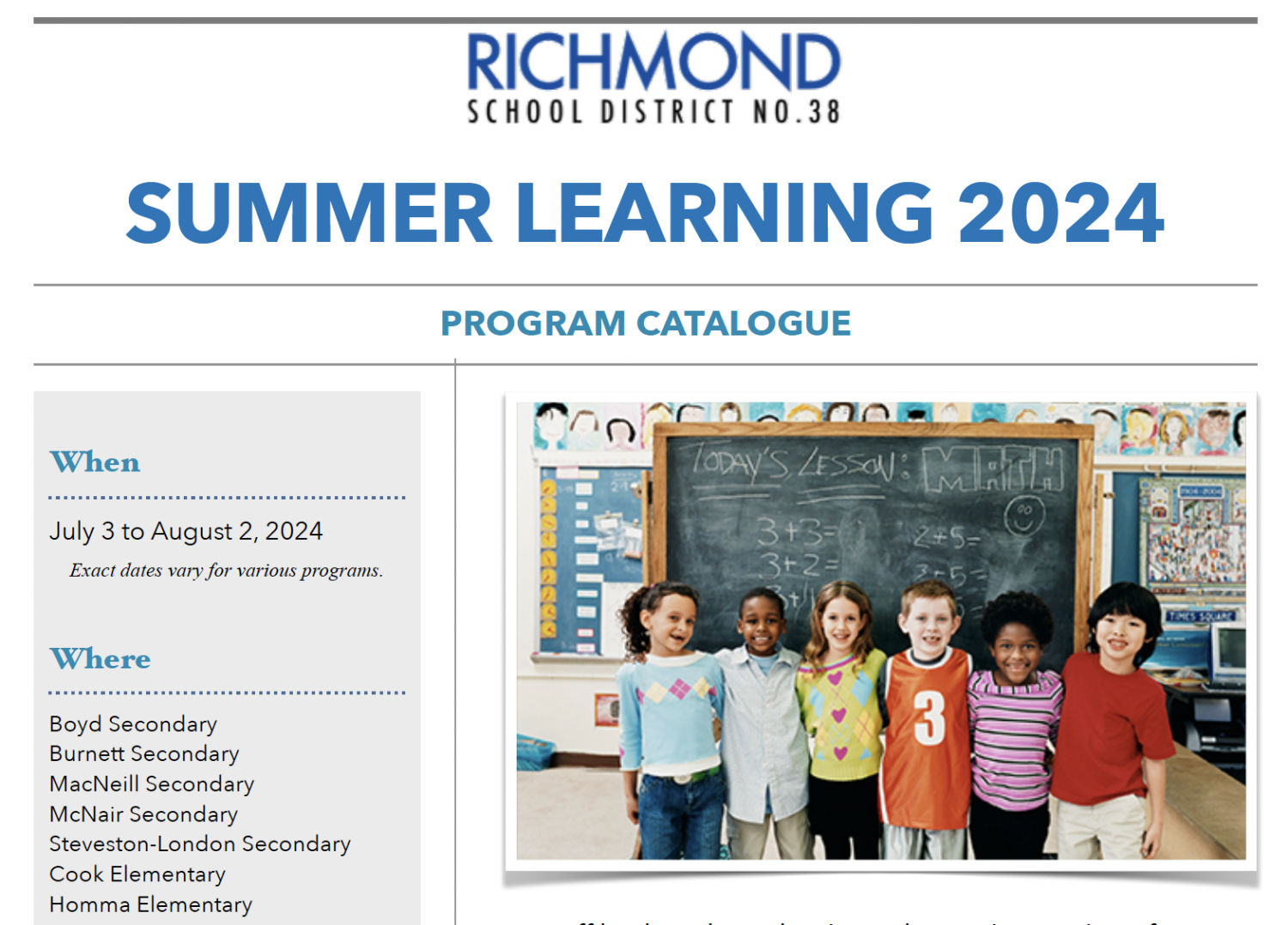 Rsd Summer Learning Program Maple Lane Elementary